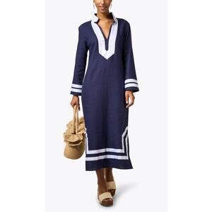 Sail to Sable Tuckernuck Navy Blue Tunic Midi Classic Caftan Midi Dress